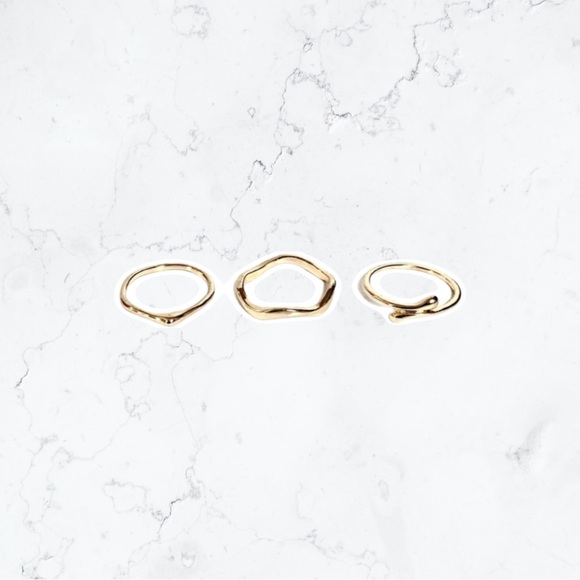 H&M Jewelry Hm Set Of 3 Stackable Gold Dainty Rings Poshmark